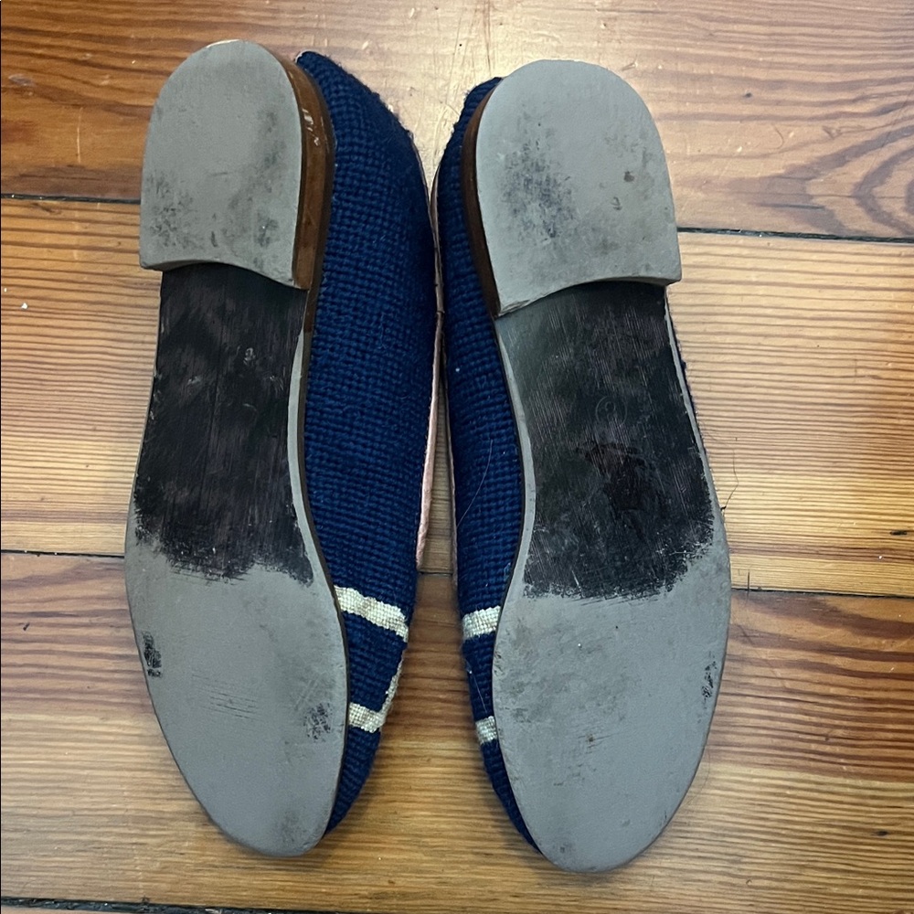 Navy Nautical Women's Needlepoint Loafers - Picture 2 of 2